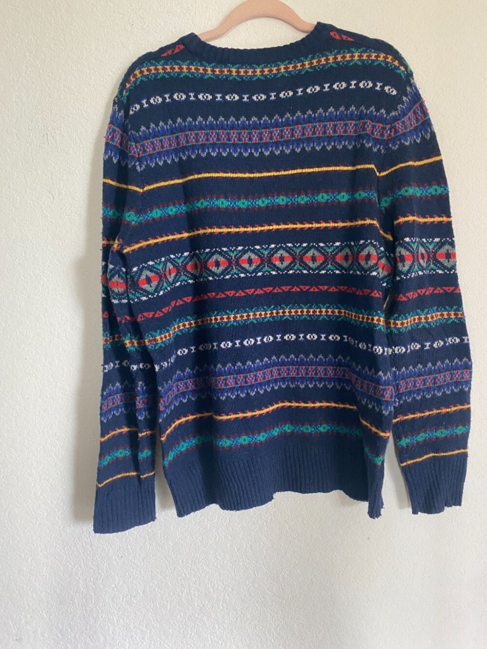 Urban Pipeline Mens L Navy Multi Color Fair Isle Pullover Sweater Crew Neck - Picture 6 of 7